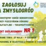 Grafika przedstawiająca zielony ogród z pięknymi dębami, oraz treścią zachęcająca do oddania głosu w PBO2026