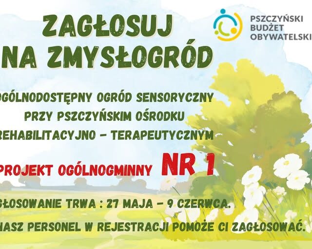 Grafika przedstawiająca zielony ogród z pięknymi dębami, oraz treścią zachęcająca do oddania głosu w PBO2026